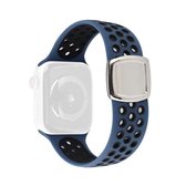 Dubbele kleur siliconen vervangende horlogebanden voor serie 6 & SE & 5 & 4 40 mm / 3 & 2 & 1 38 mm (blauw zwart)
