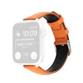 14mm slanke lederen band horlogeband voor Apple Watch Series 6 & SE & 5 & 4 44mm/3 & 2 & 1 42mm (oranje)