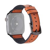 Crazy Horse-textuur lederen vervangende horlogebanden voor Apple Watch Series 6 & SE & 5 & 4 40 mm / 3 & 2 & 1 38 mm (geelbruin)