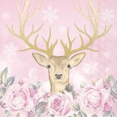 IHR - More romance, my deer (roze) - papieren lunch servetten