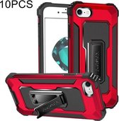 10 PCS Knight Jazz PC + TPU schokbestendige beschermhoes met opvouwbare houder voor iPhone SE 2020/8/7 (rood)