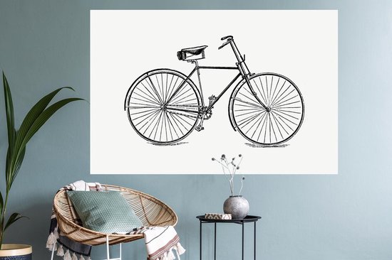 Stickers Stickers muraux - Vintage - Vélo - Illustrations - 120x80 cm - Film adhésif