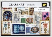 Glaskunst – Luxe postzegel pakket (A6 formaat) : collectie van 25 verschillende postzegels van glaskunst – kan als ansichtkaart in een A6 envelop - authentiek cadeau - kado - gesch