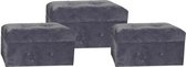 Voetensteun DKD Home Decor Grijs Polyester Hout MDF (3 pcs)