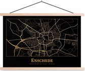 Porte-affiche avec affiche - Affiche scolaire - Carte - Enschede - Zwart - Or - 150x100 cm - Lattes vierges