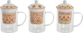 Kop met theefilter DKD Home Decor Oranje Kristal Porselein (300 ml) (3 pcs)