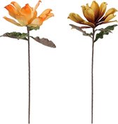 Decoratieve Bloemen DKD Home Decor Geel Oranje EVA (Ethyleenvinylacetaat) (2 pcs)