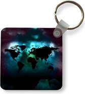 Sleutelhanger - Uitdeelcadeautjes - Wereldkaart - Kleuren - Zwart - Plastic