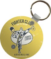 Sleutelhanger - Karate - Man - Vintage - Plastic - Rond - Uitdeelcadeautjes - Vaderdag cadeau - Geschenk - Cadeautje voor hem - Tip - Mannen