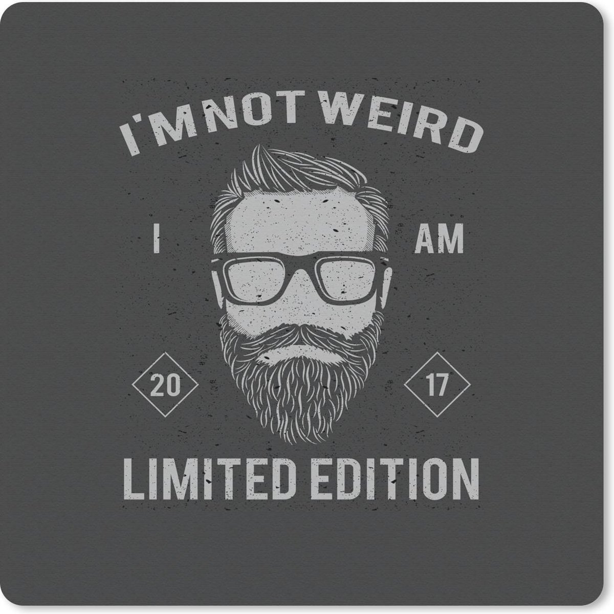 Muismat 30x30 cm - Mousepad Vintage - Baard - Bril - Muismatten