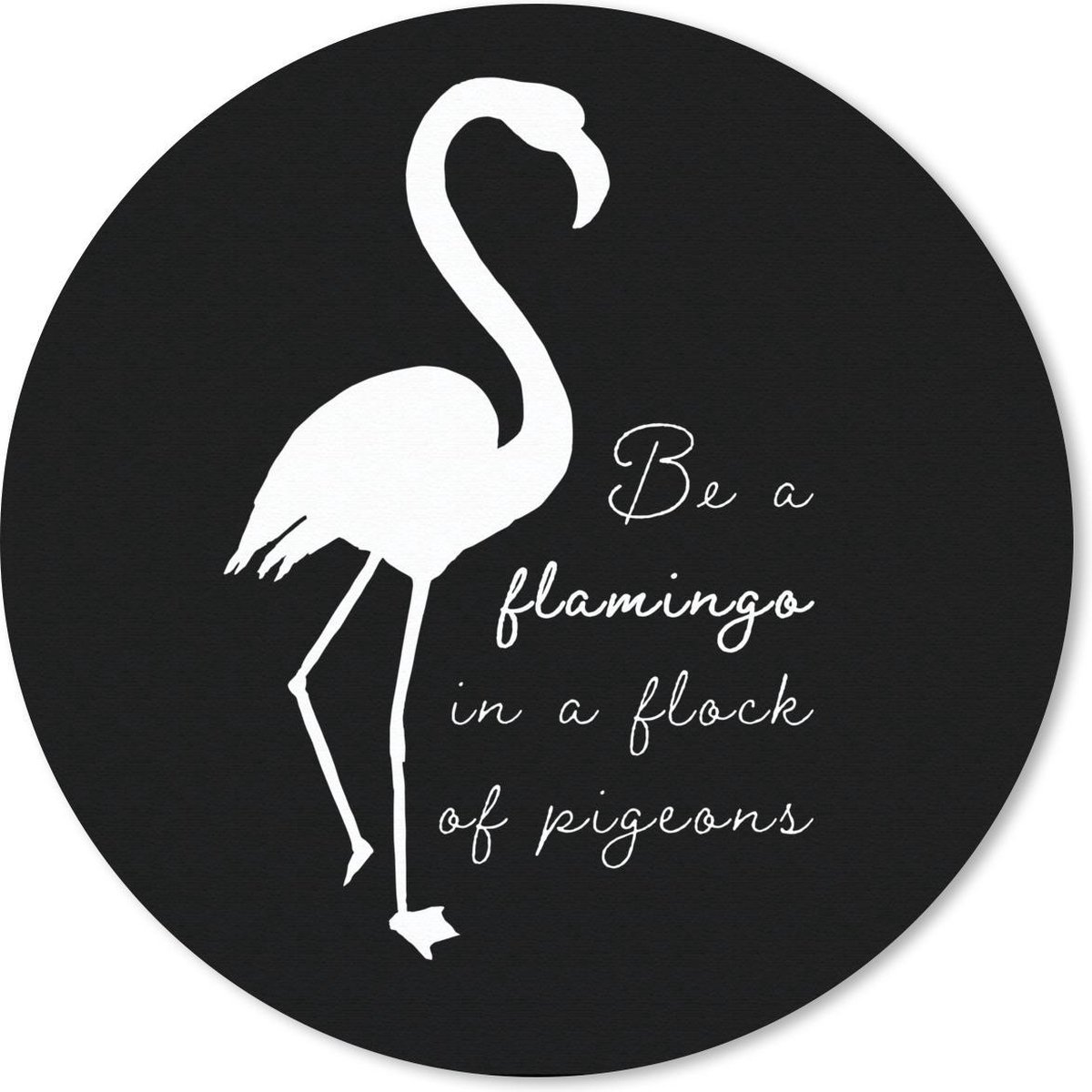 Muismat rond 20x20 cm - Mousepad Flamingo - Letters - Wit - Ronde muismatten