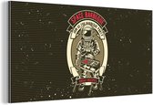 Wanddecoratie Metaal - Aluminium Schilderij Industrieel - Vintage - Astronaut - BBQ - 80x40 cm - Dibond - Foto op aluminium - Industriële muurdecoratie - Voor de woonkamer/slaapkamer