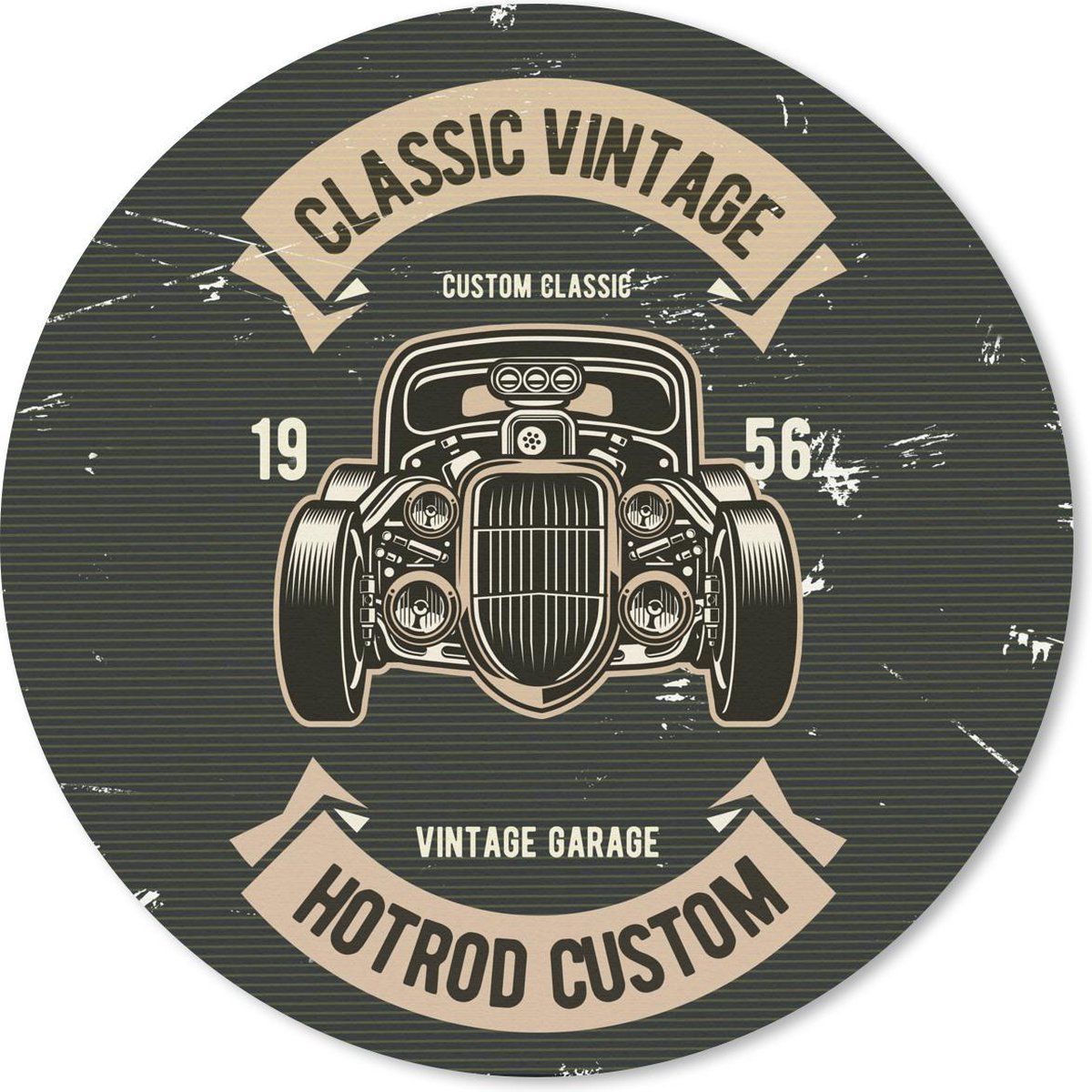Muismat rond 30x30 cm - Mousepad Auto - Vintage - Quote - Ronde muismatten