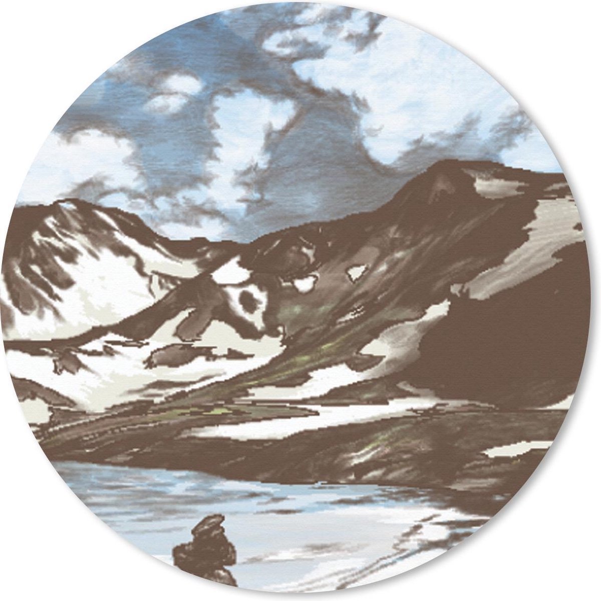 Muismat rond 30x30 cm - Mousepad Berg - Zee - Lucht - Ronde muismatten