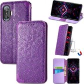 Voor Xiaomi Redmi K40 Gaming Bloeiende Mandala Reliëfpatroon Magnetische Horizontale Flip Lederen Case met Houder & Kaartsleuven & Portemonnee (Paars)