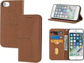 Geweven textuur stiksels magnetische horizontale flip PU lederen tas met houder & kaartsleuven & portemonnee & lanyard voor iPhone SE 2020/8/7 (bruin)