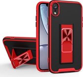 Dual-color Skin Feel TPU + PC Magnetische schokbestendige hoes met onzichtbare houder voor iPhone XR (rood)