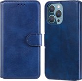 Klassieke kalfstextuur PU + TPU horizontale flip lederen hoes met houder & kaartsleuven & portemonnee voor iPhone 13 Pro (blauw)