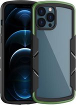 Shield 3 in 1 acryl pc rubberen schokbestendige hoes voor iPhone 13 (groen)