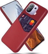 Voor Xiaomi Mi 11 Pro Doek Textuur PC + PU lederen achterkant Schokbestendig hoesje met kaartsleuf (rood)