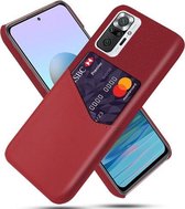 Voor Xiaomi Redmi Note 10 Pro Max Doek Textuur PC + PU lederen achterkant Schokbestendig hoesje met kaartsleuf (rood)