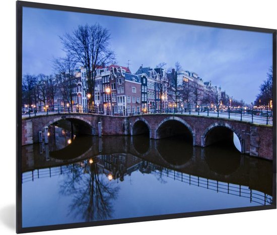 Fotolijst incl. Poster - Amsterdam - Winter - Water - 60x40 cm - Posterlijst