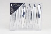 Set van 6 kerstijsblokjes - H 9 cm - Zilver