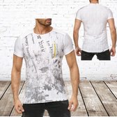 Heren t-shirt Modern wit -Violento-XL-t-shirts heren