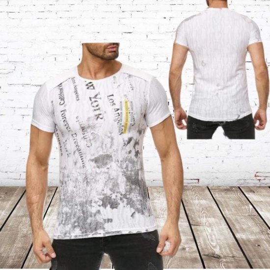 Heren t-shirt Modern wit -Violento-XL-t-shirts heren | bol.com