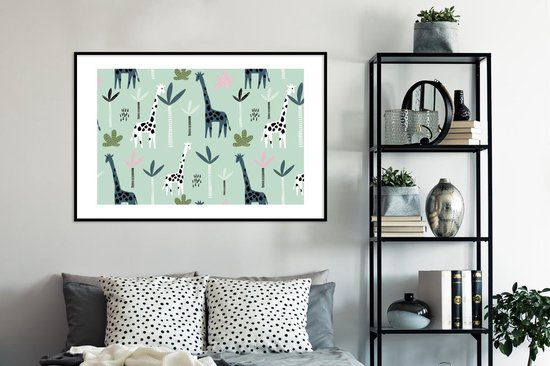 Fotolijst incl. Poster - Giraffe - Boom - Groen - 120x80 cm - Posterlijst