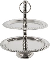 Dulaire Kleine Mini Etagere 2 laags Rond Zilver 17 cm