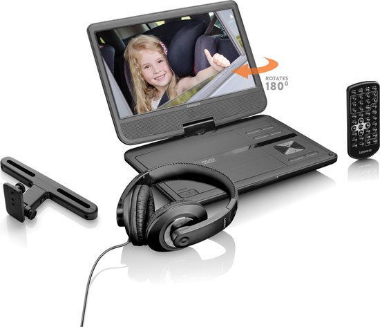 Lenco DVP-1010BK - Portable 10" DVD-speler met USB-hoofdtelefoon-ophangbeugel  | bol.com