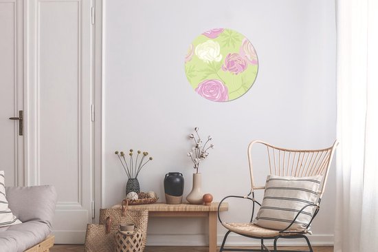 WallCircle - Cercle Mural - Cercle Mural - Rose - Pastel -- Motifs - Aluminium - Dibond - 30x30 cm - Intérieur et Extérieur