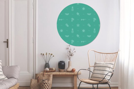 WallCircle - Cercle mural - Cercle mural - Été - Motif - Vert - Aluminium - Dibond - 140x140 cm - Intérieur et Extérieur
