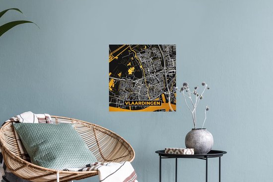 Stickers muraux - Carte - Vlaardingen - Or - Zwart - 30x30 cm - Feuille adhésive - Plan de la ville