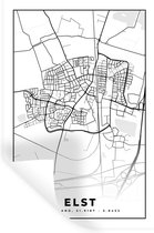 Stickers muraux - Sticker Feuille - Carte - Elst - Zwart - Wit - 80x120 cm - Feuille Adhésive - Stickers muraux Chambre Enfant - Papier Peint Auto Adhésif