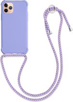 kwmobile hoesje voor Apple iPhone 11 Pro - beschermhoes van siliconen met hangkoord - lavendel