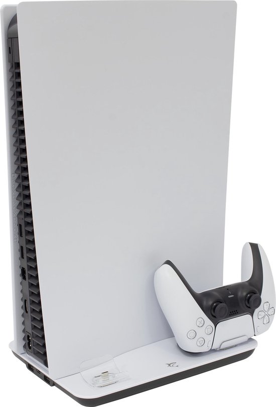 Ps5 Slanke Standaard En Koelstation Met Oplaadstation Met Dubbele Controller Compatibel Met Playstation 5 Slim Console Met 6 Gameslots