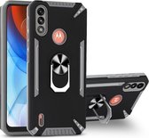 Voor Motorola Moto E7 Power PC + TPU-beschermhoes met 360 graden draaibare ringhouder (grijs)