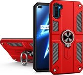 Koolstofvezelpatroon PC + TPU-beschermhoes met ringhouder voor OPPO Realme 6 (rood)