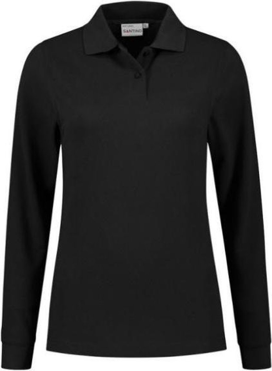 Santino Matt Dames Polo-shirt lange mouwen - Zwart - XL