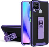 Voor OPPO Realme C15 / C12 / C25 Dual-color Skin Feel TPU + PC Magnetische schokbestendige hoes met onzichtbare houder (paars)