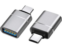 Universele USB-C naar USB-A Adapter - On The Go Converter - Opladen Tot 3 Ampère - Data Overdragen tot 5 Gbps - Grijs