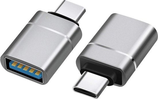 Universele USB-C naar USB-A Adapter - On The Go Converter - Opladen Tot 3 Ampère - Data Overdragen tot 5 Gbps - Grijs
