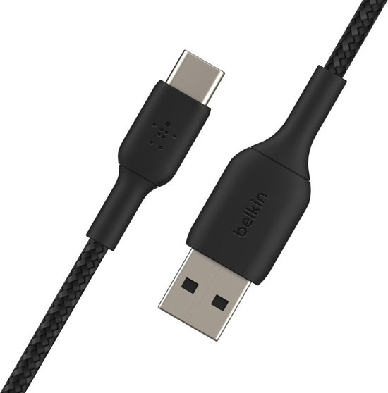 Belkin Braided USB-C naar USB-A kabel - 1m - zwart