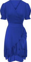 Pofmouw Ruffel Dress Kobalt Blauw