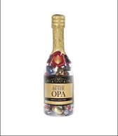 Snoep - Champagnefles - 's-werelds beste Opa - Gevuld met Drop - In cadeauverpakking met gekleurd lint