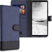 kwmobile telefoonhoesje voor Sony Xperia 10 III - Hoesje met pasjeshouder in donkerblauw / zwart - Case met portemonnee