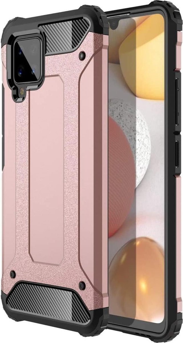 Armor Hybrid Geschikt Voor Samsung Galaxy A42 5G Hoesje - Rose Goud