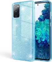 Samsung Galaxy S20 FE Hoesje Glitters Siliconen TPU Case Blauw - BlingBling Cover